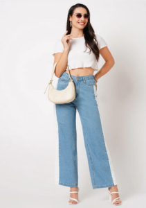 Crop Top With High Waist Jeans 